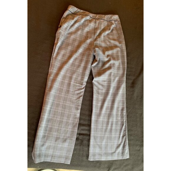 Plaid Womens Wide-Leg Pants By Roz & Ali Size 14 Grey & White Checkered Polyeste - Picture 10 of 11